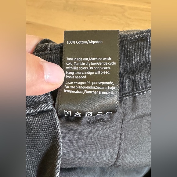 Risen jean relaxed Fit Distressed knee Overall Jeans black size medium - Picture 7 of 13